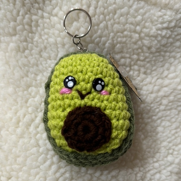 Handmade Other - Cute Avocado Crochet Keychain